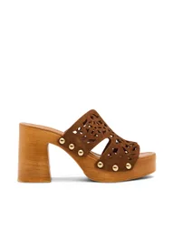 Sunkissed Suede Block Heel Clogs Brown female