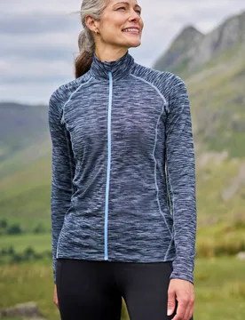 Bend & Stretch Womens Full-Zip Midlayer - Dark Blue - Dark Blue - Size: 16 - Mountain Warehouse - FashionsVida