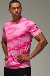 Mens Man Active Abstract Cloud Regular Fit T-Shirt - Pink - Size Medium