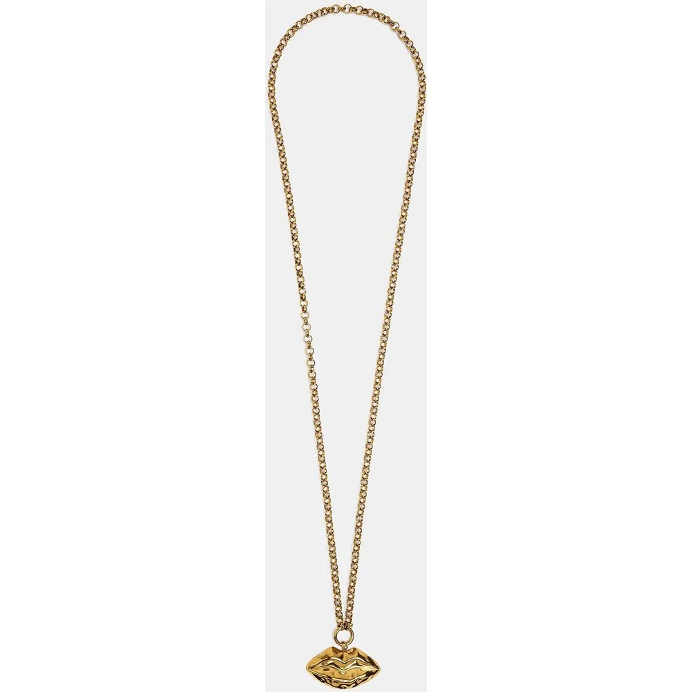 Collar de acero inoxidable largo con labio decorativo - Parfois - FashionsVida