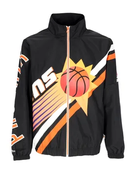 Giacca a Vento Uomo Nba Exploded Logo Warm Up Jacket Hardwood Classics Phosun Black - Mitchell & Ness - FashionsVida