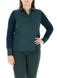 Blusa con colletto PETROLIO XXL