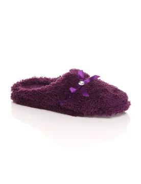 Women's Fleece Mules Slippers in Purple Size: 8 - Purple - Size: 8 - Ajvani - FashionsVida