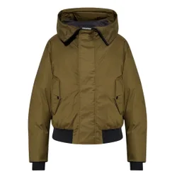 Mens Techno Down Military Green Hooded Bomber Jacket - Size Large