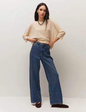 Pantalón vaquero wide leg de mujer de tiro medio - System Action - FashionsVida