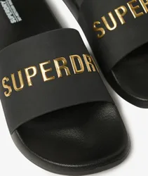 Superdry Herren Logo Badeschlappen Schwarz - Größe: 8-9