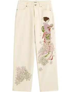 Pantalón de mujer vaquero bordado - Desigual - FashionsVida