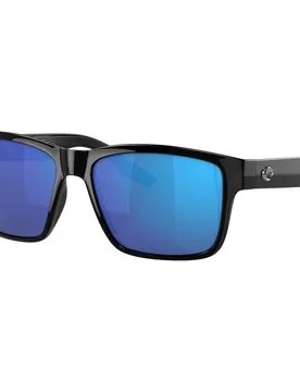 Paunch Mirrored Polarized Sunglasses Black Blue Mirror 580G/CAT3 Women - Costa - FashionsVida