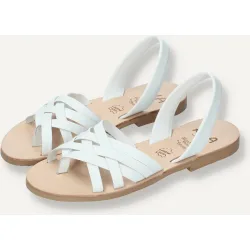 Sandalias planas de mujer en piel vacuna