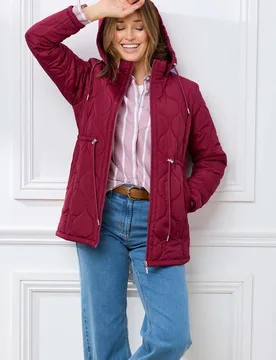 Women's Showerproof Hooded Jacket in Dark Red Size: 20 - Dark Red - Size: 20 - Cotton Traders - FashionsVida