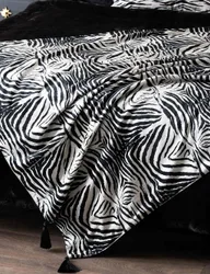 Velvet Zebra Tassled Throw Black Mix