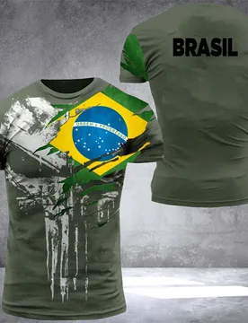 Brazil Flag Men's T-Shirt 3D Print Brazilian T Shirt Summer Oversized Jersey Camo Veterans Short Sleeve Sports Tactical Tee Tops - Aliexpress - FashionsVida