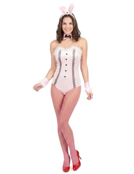 Sexy Bunny Damenkostüm rosa-schwarz - KARNEVAL-MEGASTORE - FashionsVida