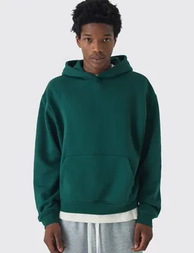 Herren Oversized Boxy Basic Hoodie Sweatshirt Forest Größe Large - boohooMAN - FashionsVida