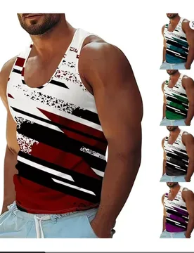 Summer Gym Sport Breathable Tee Top Graffiti Stripe Print Tank Top For Men's Clothes Streetwear Classic Fashion Basketball Vest - Aliexpress - FashionsVida