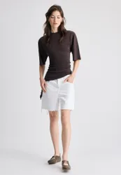 Asymmetrisches T-Shirt mit kurzen Ärmeln Braun S