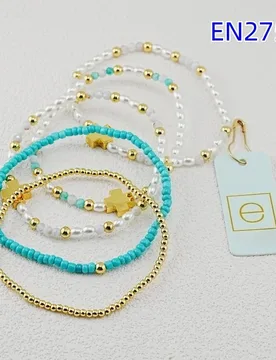VKVVA Fashion Jewelry Cross Charm Blue Beads&Pearl Stack of 5 Bracelets, Birthday Gifts for Women Daily Layering - Aliexpress - FashionsVida
