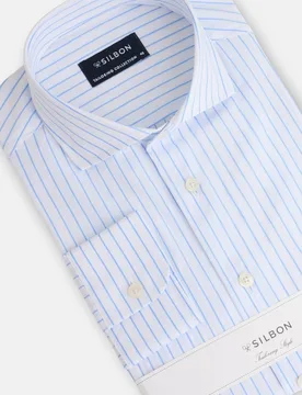 Camisa de vestir de hombre de raya media - Silbon - FashionsVida