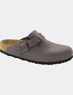Unisex Boston Soft Footbed Oiled Leather Clogs In Grey - Size Uk 11.5 - Birkenstock - FashionsVida