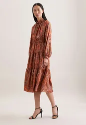Satiniertes Rüschenkleid mit Stufen Orange 44