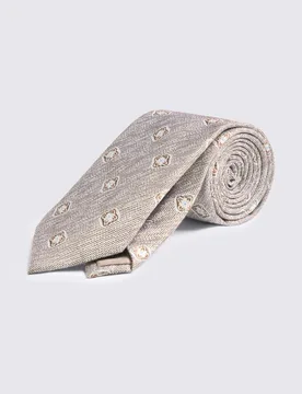 Geometric Silk Rich Tie Cream Mix male - MOSS - FashionsVida