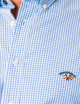 Camisa popelín de hombre regular cuadros vichy en Colección Bandera - Spagnolo - FashionsVida