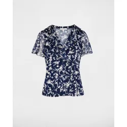 Blusa de mujer de gasa con escote pico