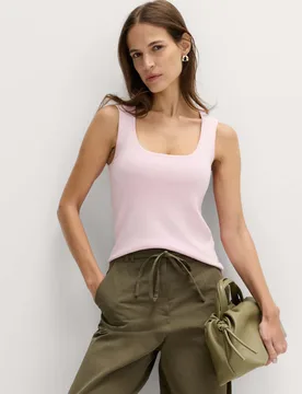 Square Neck Slim Fit Knitted Vest English Rose female - M&S - FashionsVida