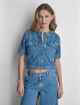 Chaqueta vaquera de mujer de manga corta y cierre de botones - DKNY Jeans - FashionsVida