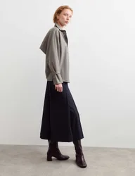 Wool Rich Collared Shirt Charcoal female