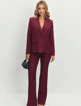 Pantalones de vestir de mujer en jacquard corte flare - MIPHAI - FashionsVida