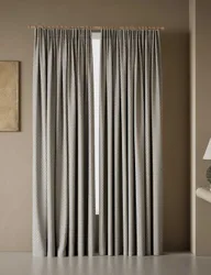 Textured Herringbone Pencil Pleat Curtains Light Grey Mix
