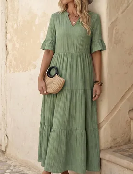 Vestido casual minimalista de unicolor de largo medio para mujer, vestido maxi para mujer S - Shein - FashionsVida
