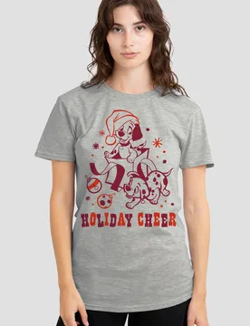 Women's 101 Dalmatians Christmas Holiday Cheer Dogs T-Shirt in Light Grey Size: XL - Light Grey - Size: XL - Disney - FashionsVida