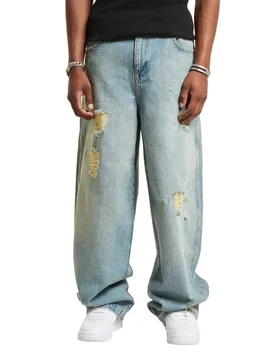 Jeans Loose Fit Vintage Blue Destroyed 34 - Def - FashionsVida