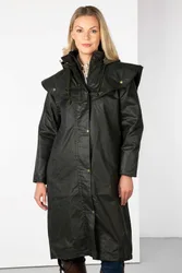 Hannah Womens Full Length Wax Jacket - - Size: 10