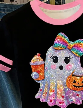 Camiseta de manga corta con cuello redondo de estilo casual y minimalista para niñas, adecuada para el verano 5Y - Shein - FashionsVida