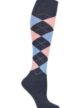 Women's 1 Pair Burlington Marylebone Argyle Wool Knee High Socks Dark Blue Melange 3.5-7 Women's - Blue - Size: Small - SockShop - FashionsVida