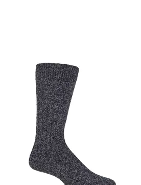 Mens 1 Pair Rye Eco Luxe Ribbed Cotton Socks Black Sea 7.5-9.5 Mens - Black - Size: 7.5-9.5 Mens - Pantherella - FashionsVida
