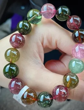 Natural Brazilian old-timely tourmaline bracelet with round beads, large size, multiple options, rich and transparent colo - Aliexpress - FashionsVida