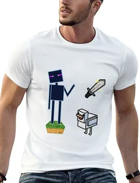 Enderman, Sword, Chicken Design Sheet T-Shirt korean fashion topping mens t shirt graphic - Aliexpress - FashionsVida