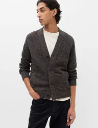 Lambswool Blend V-Neck Cardigan Blue Mix male