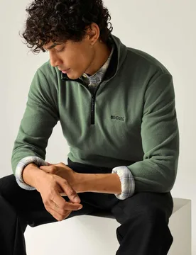 Thompson Funnel Neck Half Zip Fleece Green male - Regatta - FashionsVida