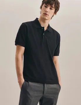Slim Polo Uni Schwarz XXL - Seidensticker - FashionsVida