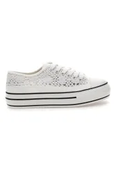 Sneakers bianche platform con dettagli a contrasto E108 38