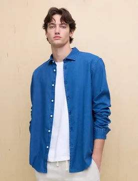 Camisa de manga larga estructura denim de hombre - Easy Wear - FashionsVida