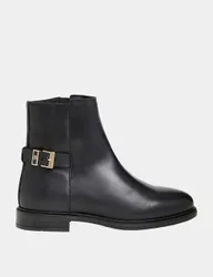 Leather Buckle Ankle Boots Black female