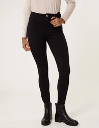 Button Stretch Jeans - 14 / BLACK - female
