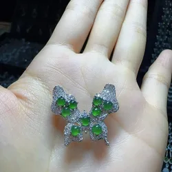 Natural A jadeite ice yang green butterfly brooch pendant dual-purpose model (choose the best one for diversity)