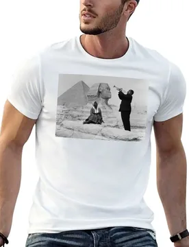 Black and White Photo of Louis Armstrong at the Egyptian Sphinx T-Shirt sweat shirts graphic tee luxury clothes men - Aliexpress - FashionsVida